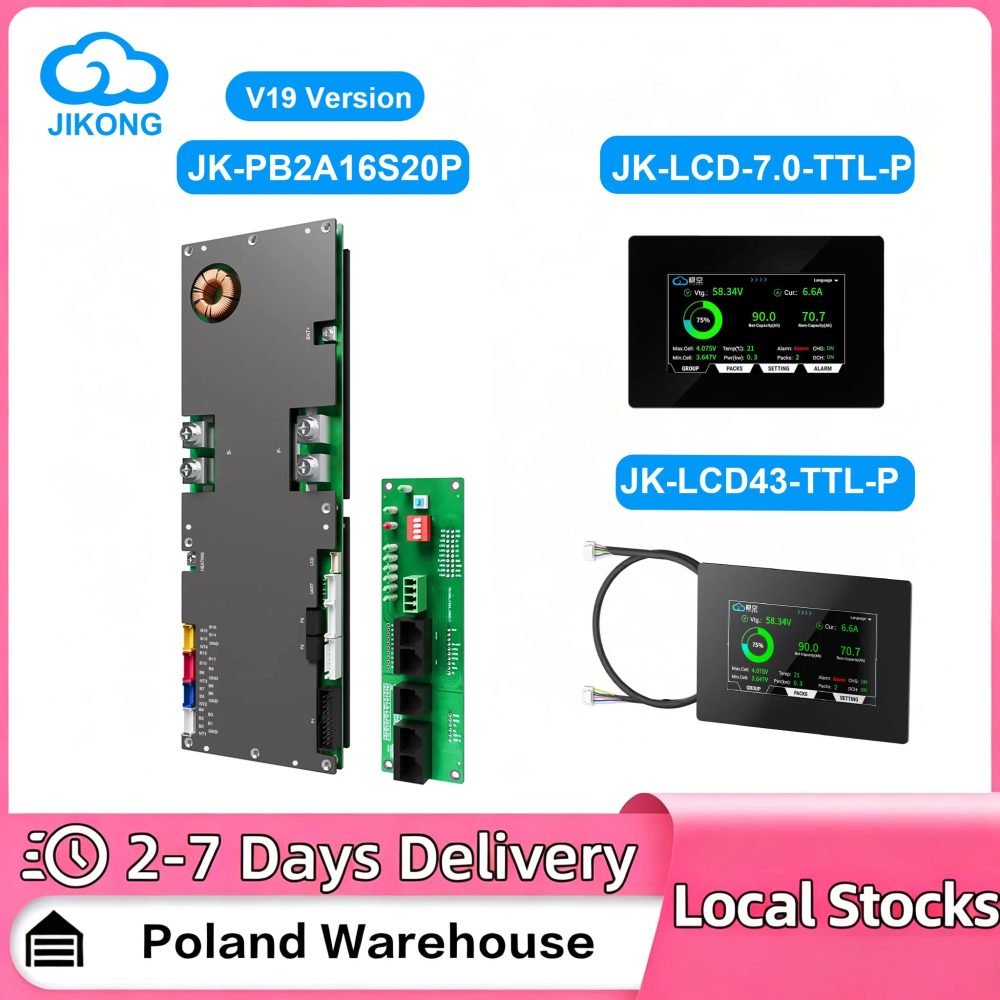 JKBMS JIKONG V19 Heimenergie-Wechselrichter BMS 8S/24V 16S/48V Li-Ion/LiFePO4/LTO Batterie-BMS JK-PB2A16S20P