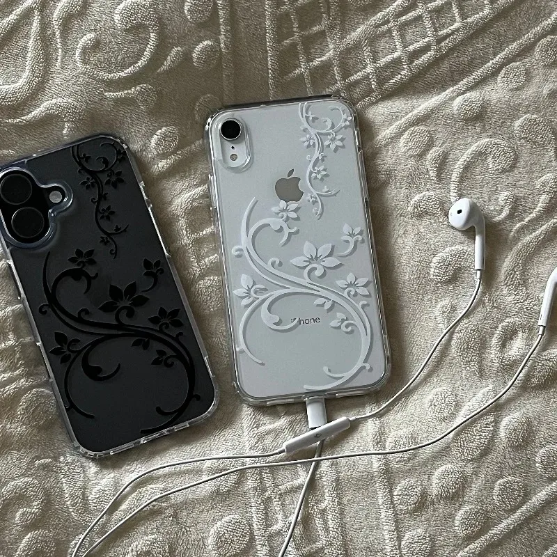Kunstvolle Blumen-Handyhülle für iPhone 17 16 15 11 12 14 13 Pro Max Mini XS X XR 7 Plus 17E Stoßfeste Transparente Schutzhülle