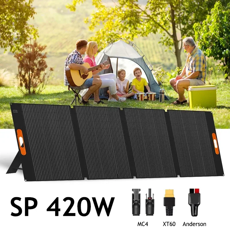 420W Tragbares Solarpanel 400W Leichtgewichtig 17KG Faltbare Solarmodule mit Verstellbarem Ständer IP68 Wasserdichtes Solarladegerät