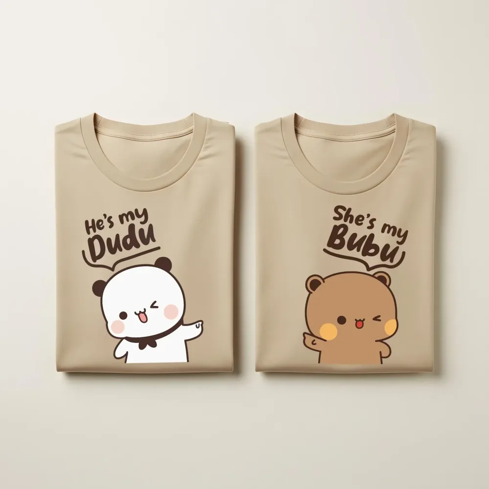 Bubu und Dudu Paar-Shirts für Damen und Herren, passende Bären-T-Shirts, Jahrestagsgeschenk, Streetwear für Erwachsene, Camisetas-Tops, Baumwolle, kurzärmelig