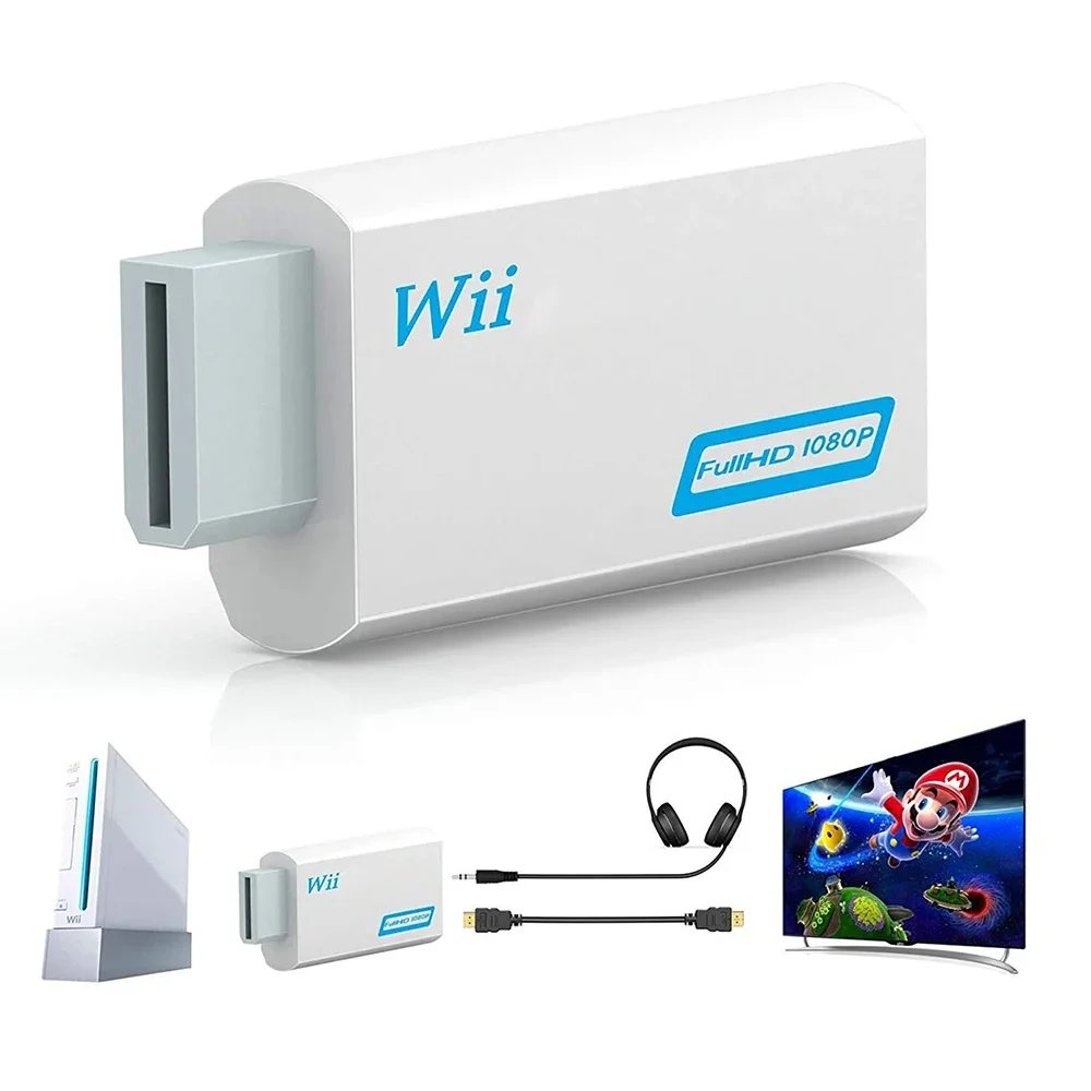 Wii Zu HDMI-Kompatibel Konverter 1080P Full HD Adapter Stecker 3,5mm Video Audio für PC HDTV Monitor Wii2HDMI-Kompatibel