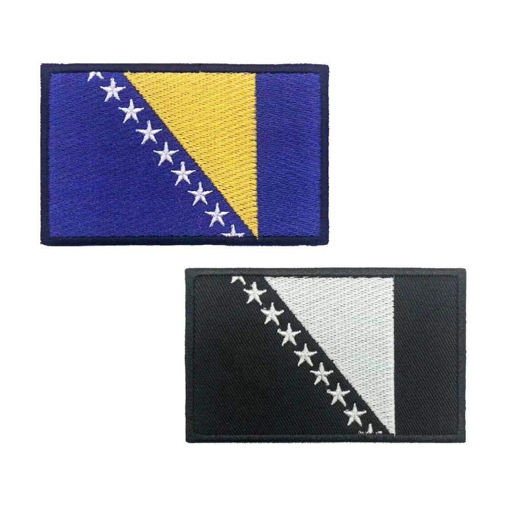 1 x Flagge von Bosnien und Herzegowina, Aufnäher, Streifen, Abzeichen, Anhänger, Chevrons, Militärarmband, zum Aufbügeln oder mit Hakenschlaufe, bestickt