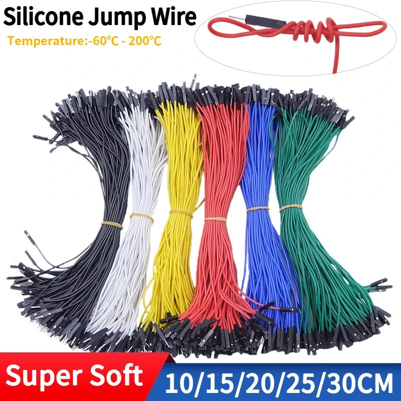 10/50 stücke Super Weiche Silikon Jumper Draht 1Pin Dupont Kabel 26AWG Männlich Weiblich Solderless Flexible Linie Stecker Für DIY Arduino