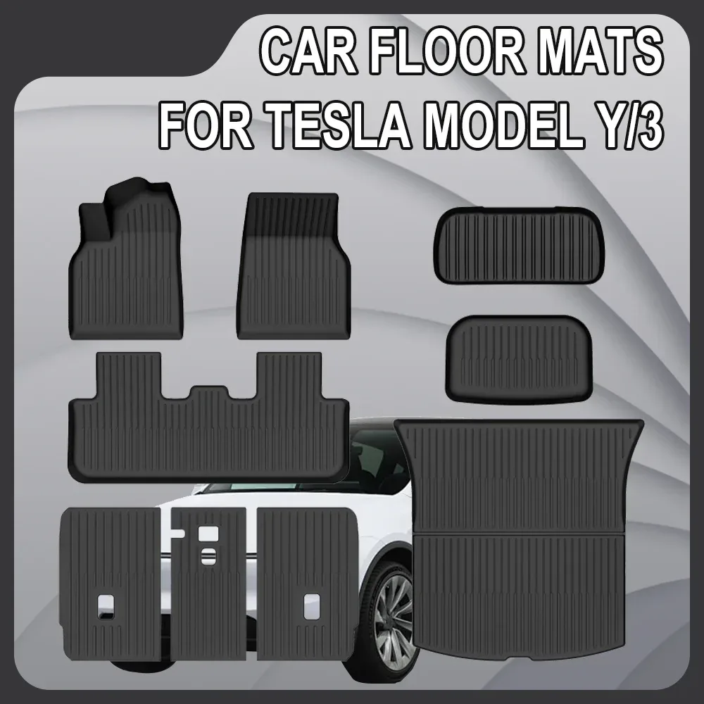 2019-2025 Kofferraummatte für Tesla Model Y Model 3 High Land Bodenmatte Gepäckmatte TPE Wasserdicht Rutschfest Set Bodenbelag