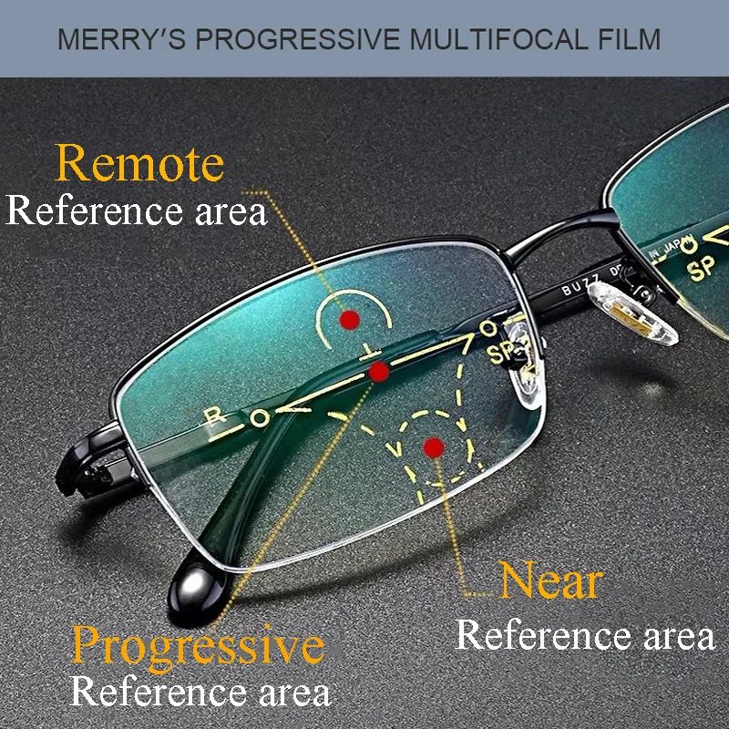 Progressive Multifokus-Lesebrille aus Titan, blaues Licht blockierende Anti-Ermüdungs-Metallrahmen, multifokale Lesebrille