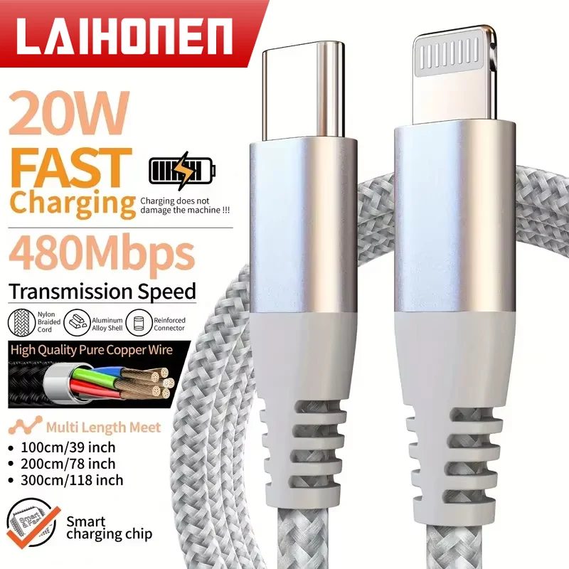 LAIHONEN für iPhone 14 13 12 MFI-zertifiziertes Typ C auf Lightning Schnellladekabel für iPad Ladedatenübertragungskabel