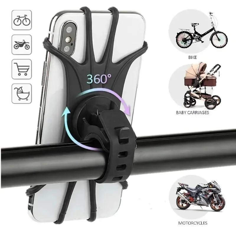 Universelle Silikon-Handyhalterung für Fahrrad und Motorrad, Rutschfester Verstellbarer GPS-Halter mit Halterung