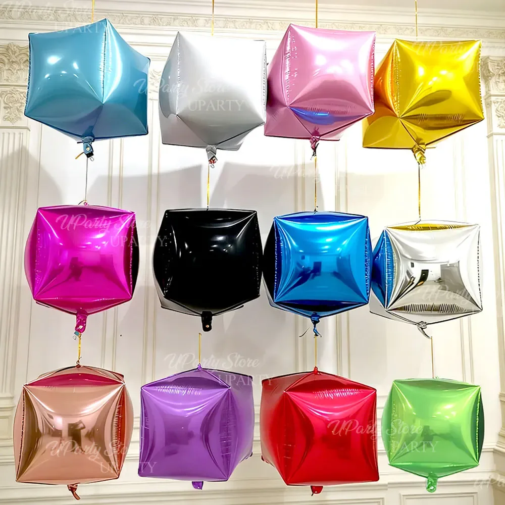 6/3/1 Stück Würfel-Folienballons 22 Zoll Helium Luft 4D Quadratische Ballons für Geburtstag Hochzeit Verlobung Jubiläum Party Dekoration