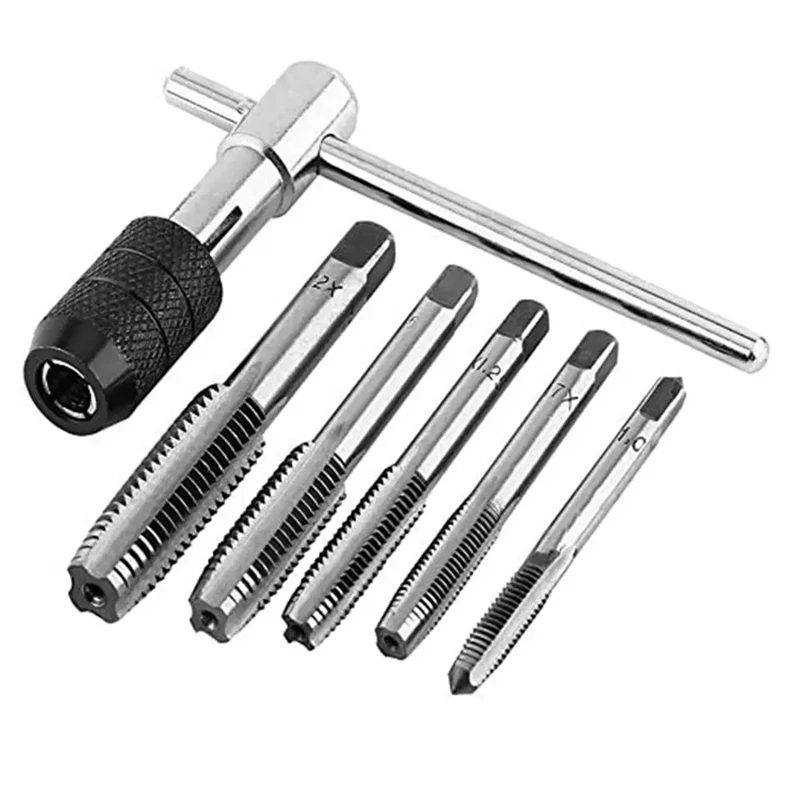 T-Griff Schlüssel M3 M4 M5 M6 M8 Hand Gewindebohrer Reibahle Gewinde Gewindeschneidwerkzeug Set Einstellbare Maschine Schraube Gewinde Gewindeschneiden Bohrer