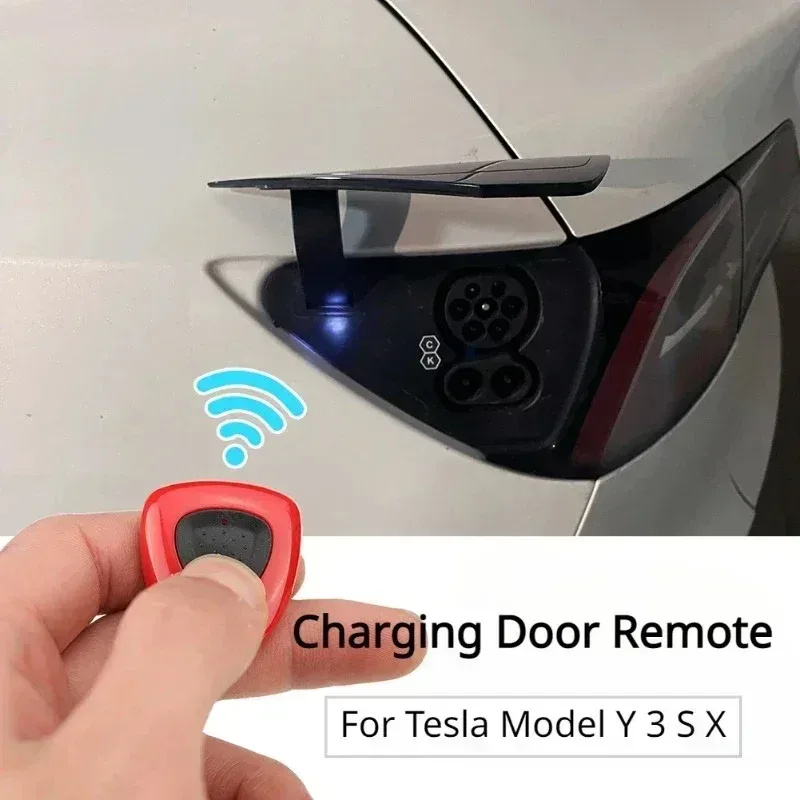 Für Tesla Modell 3/Y/S/X Fernbedienung der Lade Abdeckung Öffnen Taste Ladegerät Pile Öffnung Abdeckung port Schlüssel Chip Zubehör 2024