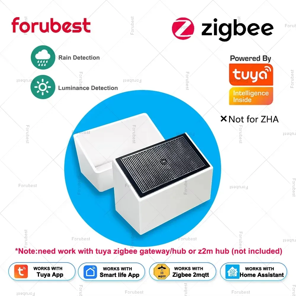 Zigbee-Regensensor mit Lichtdetektor, Smart Life APP-Fernbedienung, 2-in-1-Regentropfen-Sensor für Tuya oder Home Assistant Zigbee2mqtt