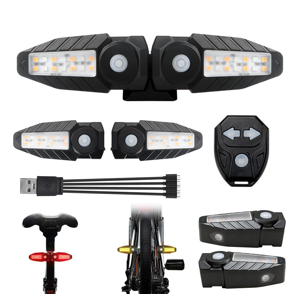 1/2Sets Fahrrad Fernbedienung Rücklicht Projektion Reiten Licht USB Fahrrad Licht Drahtlose Nachtlicht Blinker Sicherheit Lampe