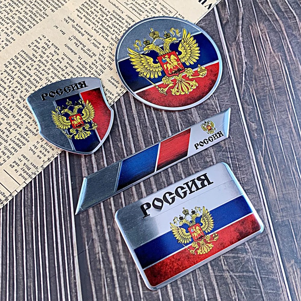 3D Aluminium Russland Russische Nationalflagge Abzeichen Logo Auto Körper Schwanz Stamm Aufkleber Kotflügel Seite Fenster Dekoration Aufkleber Auto Styling
