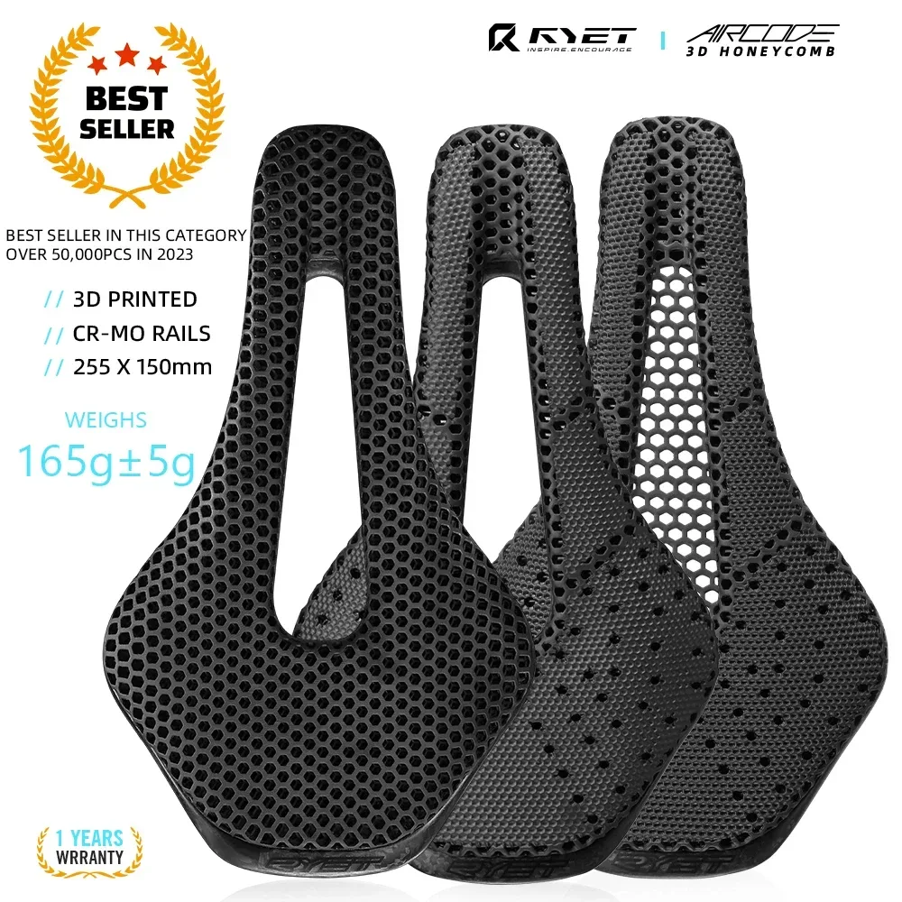 RYET 3D-gedruckter Fahrradsattel, ultraleichte Kohlefaser, hohl, bequem, atmungsaktiv, MTB, Kies, Rennrad, Radfahren, Sitzteile