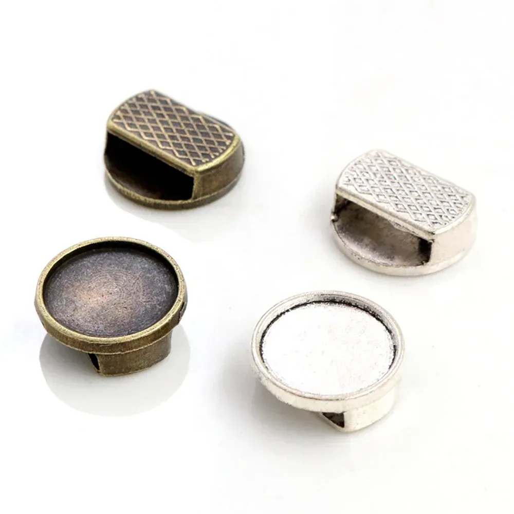 20 stücke 12mm Innere Größe Antike Silber Überzogene Bronze Runde Cabochon Basis Cameo Einstellung Charms Anhänger Für 10mm leder Armband