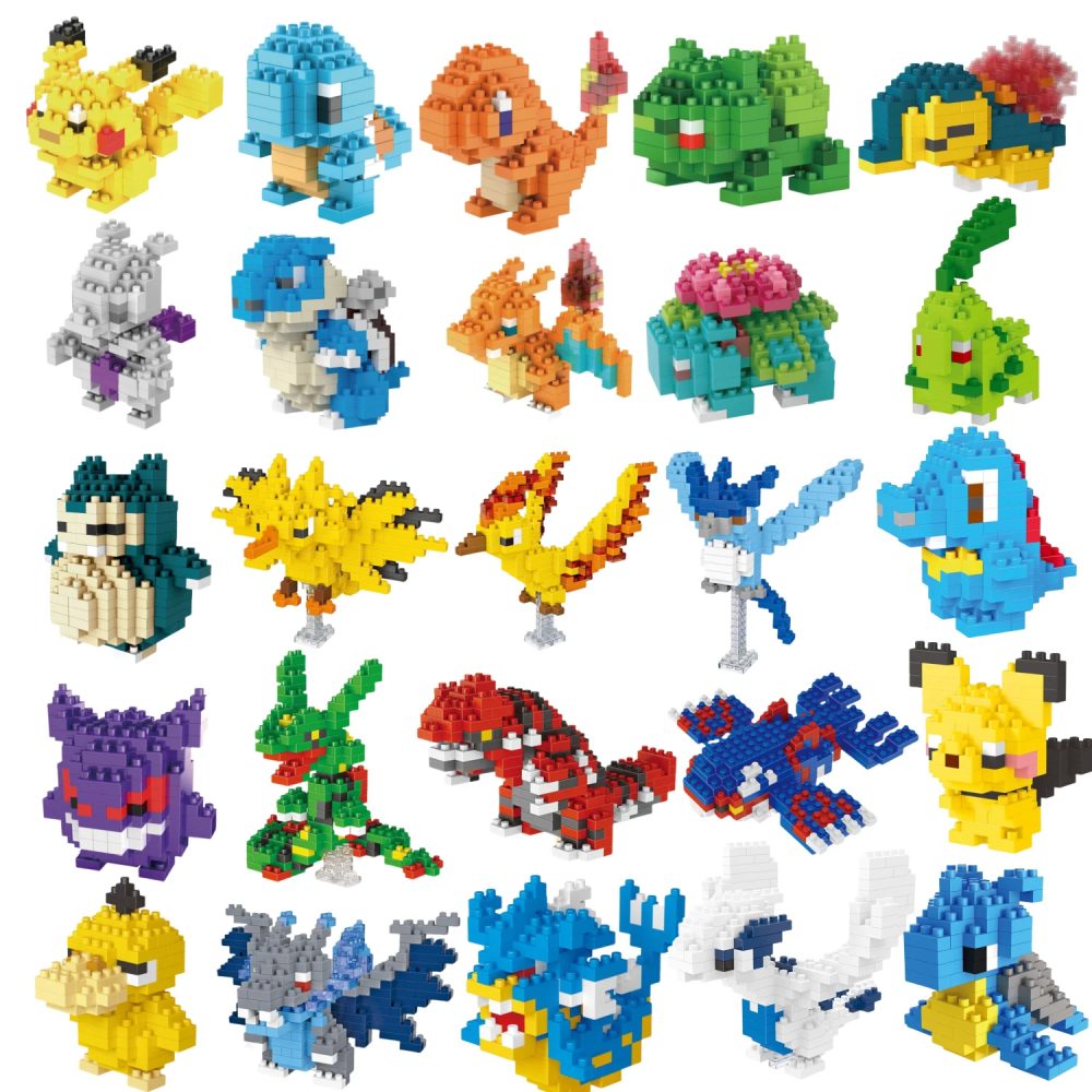 NO BOX Pokemon Kleines Gebäude Pokemon Nanoblock Cartoon Pikachu Bildung Spiel Grafik Pokemon Spielzeug für Kinder Geburtstag