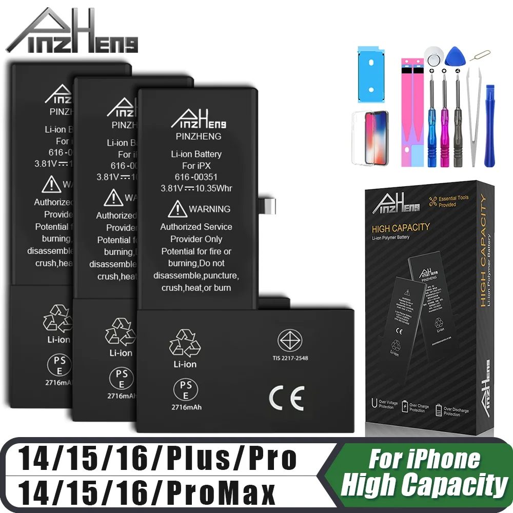 PINZHENG Hochleistungsakku für iPhone 14 15 16 Pro Max Ersatzakku für iPhone 16 15 14 Pro 15 16 14 Plus Batterie