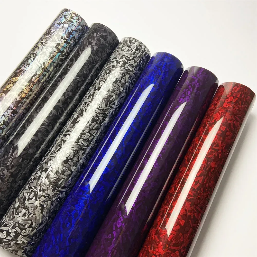 Regenbogen geschmiedete Kohlefaser-Vinyl-Wickelaufkleber, wasserdicht, Farbwechselfolie, Motorrad, Auto, geschmiedetes Carbon, Auto, selbstklebendes Vinyl