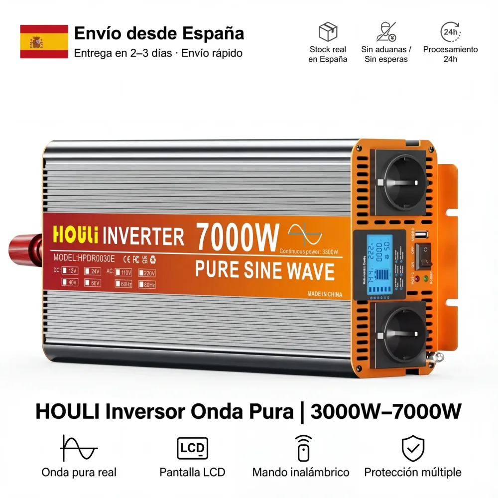 Reiner Sinus-Wechselrichter 12V/24V auf 220V 3000W 4000W 5000W 6000W 7000W DC-AC-Konverter für Wohnmobil LKW Lager Spanien