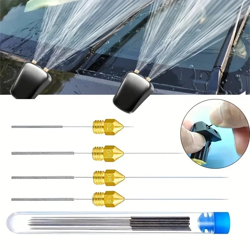 10Pcs Auto Windschutzscheibe Jet Düse Waschmaschine Werkzeug Edelstahl Wischer Düse Reinigung Kit Für 3D Drucker Jets, gas Öfen, Dusche Kopf