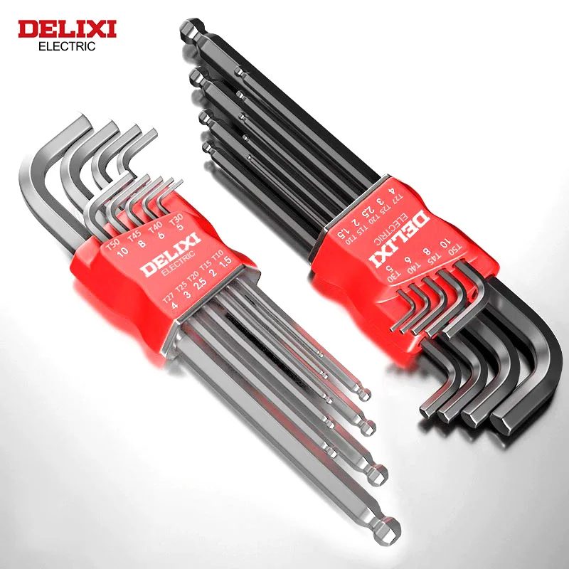 DELIXI ELECTRIC Inbusschlüsselsatz, Allen-Inbusschlüssel-Schraubendreher-Set mit Hülse, universelles Drehmoment, lang, metrisch, für Motorräder, Fahrräder
