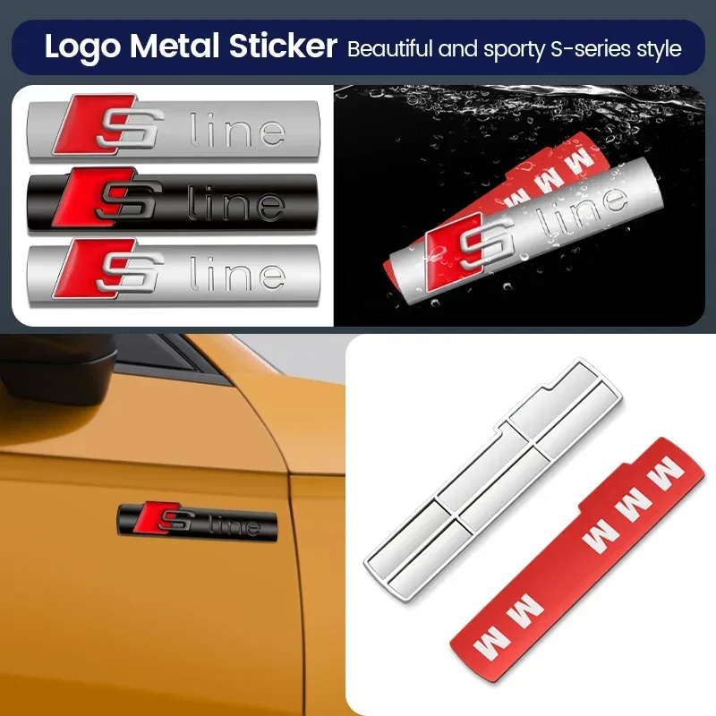 3D Metall S-Line Logo S-Line Emblem Auto Kotflügel Seitenabzeichen für Audi A1 A2 A3 A4 A5 A6 A7 A8 TT S3 S4 S5 S6 S7 Q2 Q3 Q5 Q7 Q8 RS3 R8