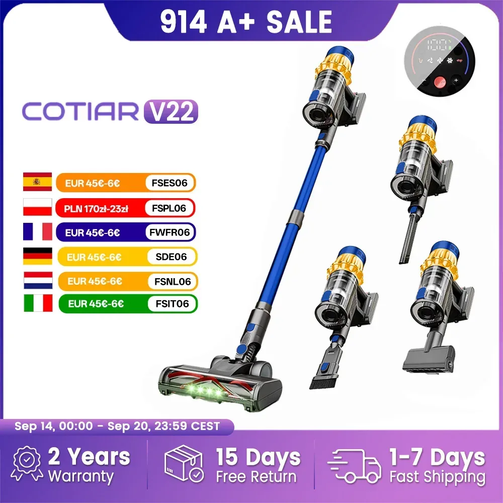 COTIAR V22 650W 55000PA Saugleistung Akku-Staubsauger Handheld-Haushaltsgerät Tragbarer Staubsauger Abnehmbarer Akku