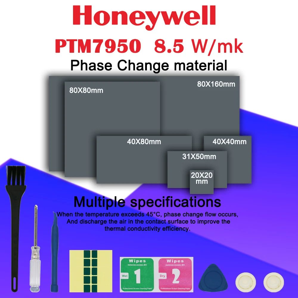 Honeywell PTM7950 Phasenwechsel-Pad 8,5W/mk Wärmeleitpaste für Laptop/CPU/GPU Kühlkörper Wärmeleitende Paste