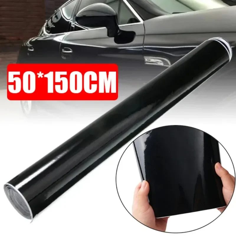 Glänzend schwarze Karosseriefolie Vinyl Wrap Aufkleber selbstklebende Aufkleber Motorräder Fahrrad Auto Haut Farbwechselfolien 150 * 50 cm