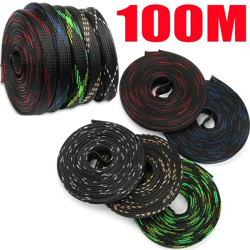 20/50/100 m PET erweiterbare geflochtene Kabelhülse Draht schützen Isolierung Ummantelung Kabel Schutzhülle 4/6/8/10/12/15/20 mm