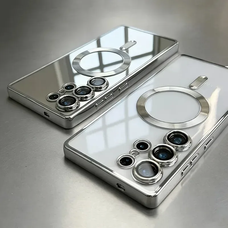 Luxuriöse Magnetische Transparente Hülle für Samsung Galaxy S26 S25 S24 S 26 Ultra Plus S26Ultra Kabelloses Laden Stoßfeste Abdeckung