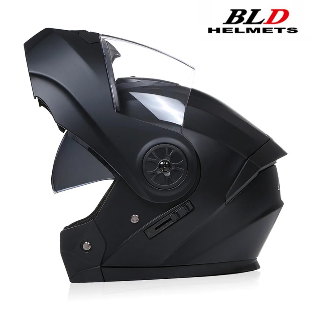 BLD Personalisierter Motorrad-Integralhelm für Herren und Damen, modisch, Dual-Objektiv-Helme, Motocross-Rennen, modular, hochklappbar, Casco Moto