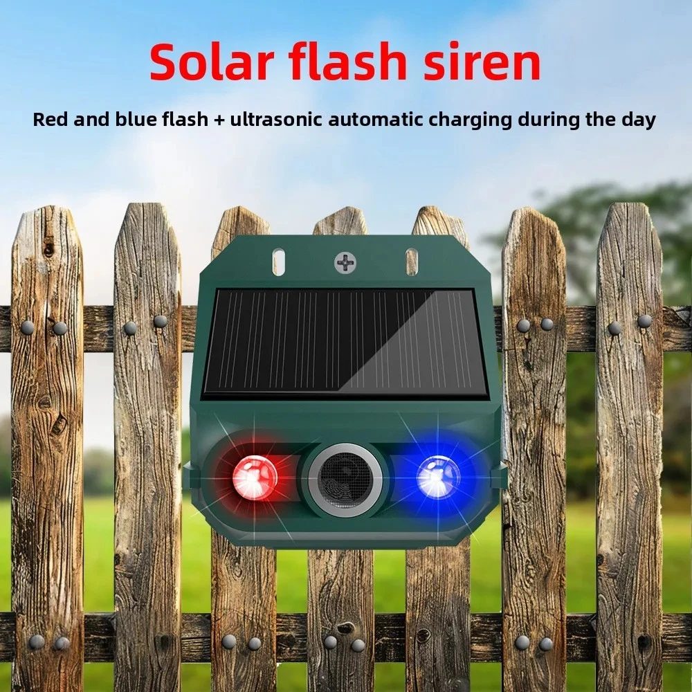 Solarbetriebener Ultraschall-Tiervertreiber für Mäuse, Ratten, Schlangen, Hunde, Wildtiere, mit Stroboskop-Blitz für den Außenbereich