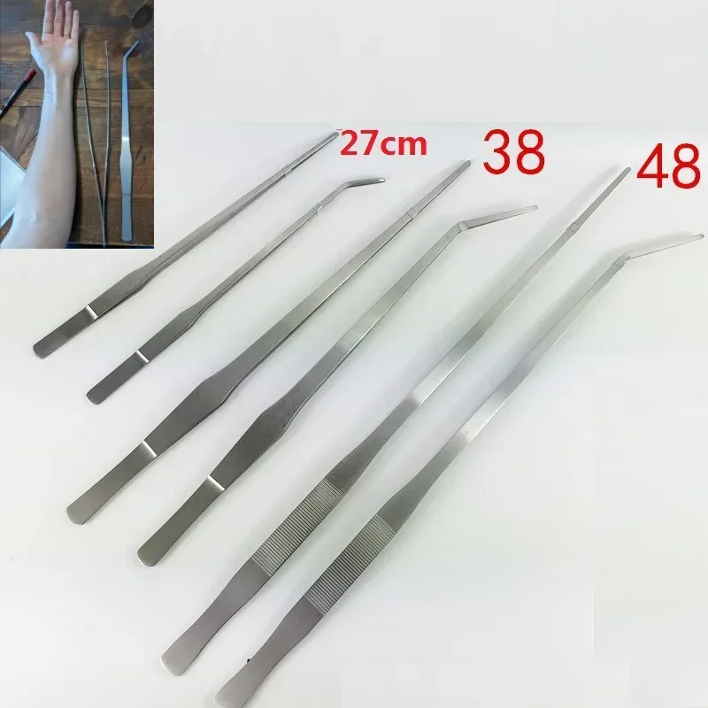 48 cm Edelstahl Aquarium Pinzette Zange Aquarium Pflanze Aquascape Werkzeuge Gerade Gebogene Pinzette Clip Aquatische Fütterung Zange