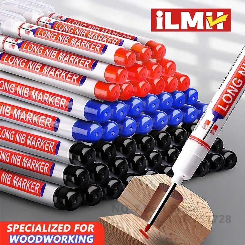 iLMH 1?40 Stück Marker mit langem Spitzenkopf für tiefe Löcher, zum Perforieren von Metall, wasserfest, für Badezimmer, Holzbearbeitung, Dekoration, vielseitig einsetzbar