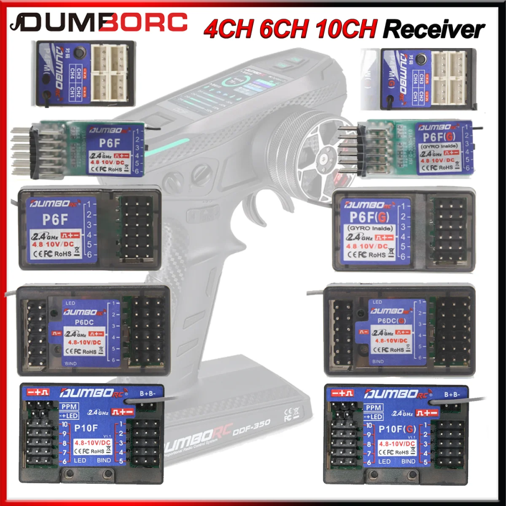 DUMBORC P6FG X10FG P6DC X4FMG MINI 4CH 6CH 10CH Empfänger 4,8-10V Spannung Rückkehr für X6 DDF-350 Sender RC Auto Boot Tank