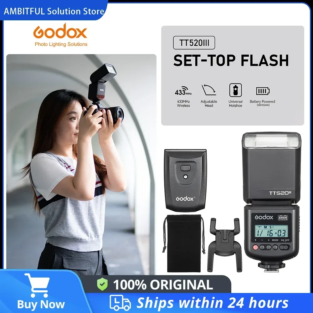 Godox TT520III Speedlite Wireless THINKLITE Universal-Kamerablitz für Canon Nikon Pentax Olympus DSLR-Kameras für Canon EOS 90D