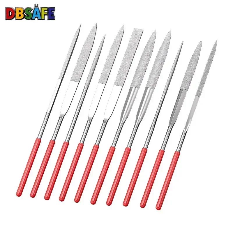 10-teiliges Diamant-Nadelfeilen-Set, 3 x 140 mm, Mini-Nadelfeilen-Set für Stein, Glas, Metall, Schnitzerei, Handwerk, Handwerkzeuge, Nadelfeilen-Set