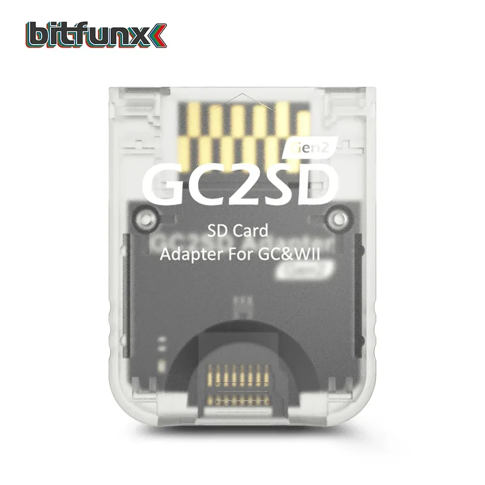 Bitfunx Transparenter GC2SD Gen2 TF-Kartenleser-Adapter Verbesserte Geschwindigkeitsversion für Alle NGC GameCube und Original Wii Spielkonsolen