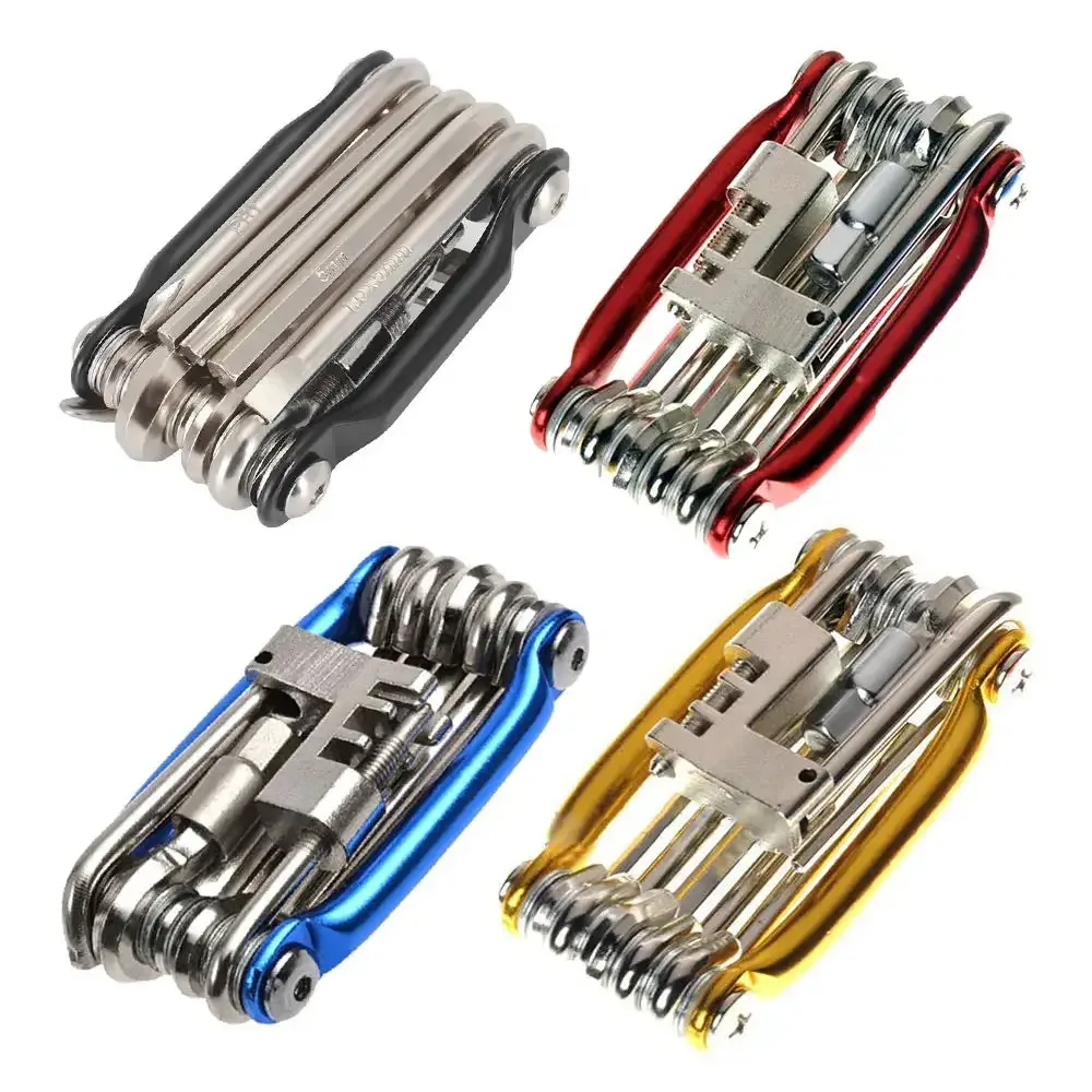 11-in-1 Fahrrad-Reparatur-Werkzeug-Set, Mountainbike-Schraubenschlüssel, Schraubendreher, Kette, Sechskant-Speichen, Multifunktions-Fahrrad-Reparatur-Set, Fahrrad-Werkzeug