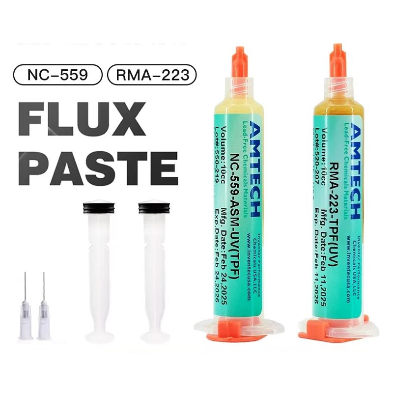 AMTECH NC559 RMA223 Flussmittelpaste-Set, Schweißfett für Telefon, CPU, Reballing, geringe Rückstände, keine Reinigung, Schweißflussmittel-Reparaturwerkzeuge