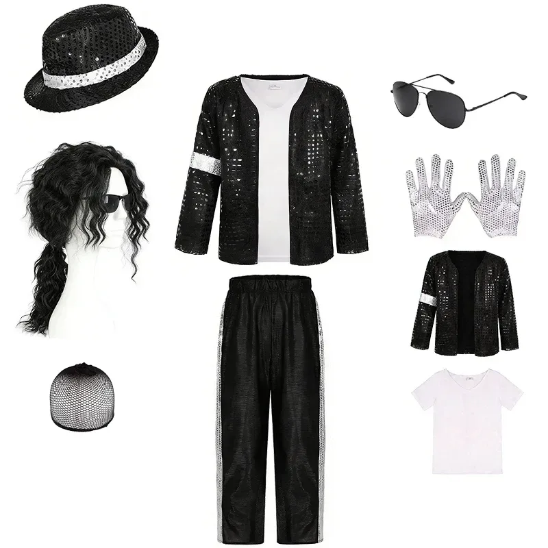 Michael Jackson Kinderkleidung Halloween Cosplay Geburtstagsparty Tanzaufführung Kinderkostüm Pop-Star Jungen Mädchen Outfits