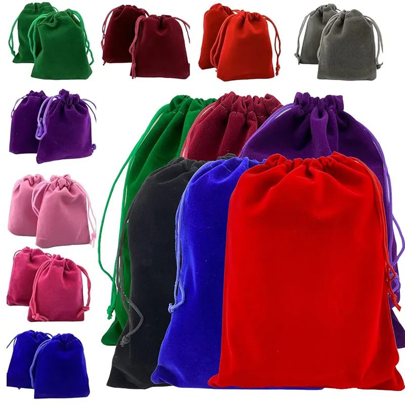 5/10Pcs Samt Kordelzug Taschen Tuch Geschenk Tasche Samt Lagerung Beutel Velour Gefälligkeiten Für Schmuck Hochzeit Party Süßigkeiten Tasche 5x7-15x20cm