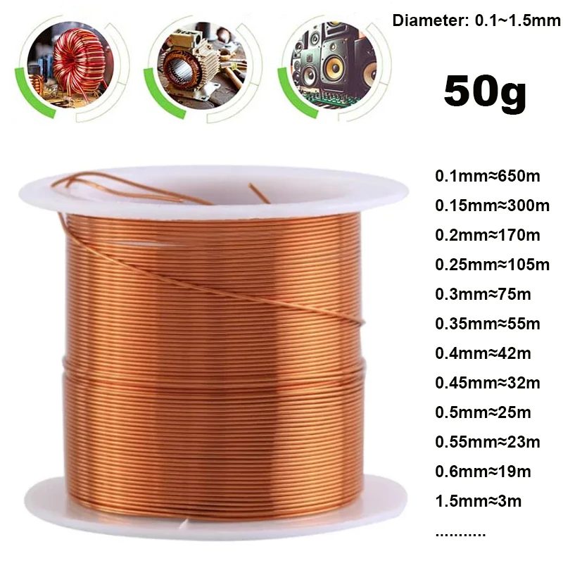 1?3 Rollen 50 g Kupferdraht, 0,1?1,5 mm Kabel, Kupferdraht, Magnetdraht, Kupferlackdraht, emaillierter Kupferwickeldraht