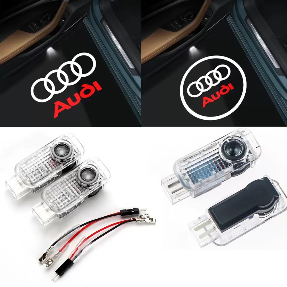 2er-Set LED-Autotür-Willkommenslicht Logo-Projektor Laser für Audi A1 A3 A4 A5 A6 B5 B6 B7 B8 C5 C6 C7 A7 A8 Q3 Q5 8V