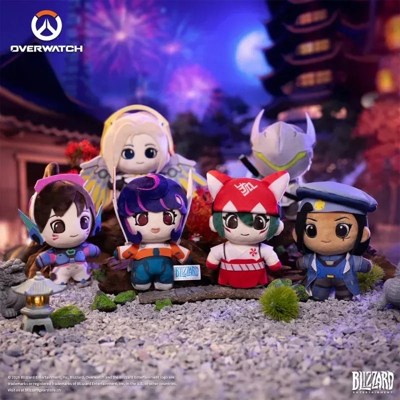 Authentischer Overwatch 10. Jubiläums-Plüschpuppen-Schlüsselanhänger Juno Kiriko Mercy Ana D.Va Genji Anhänger Sammlerstück Ornament Spielzeug Geschenk