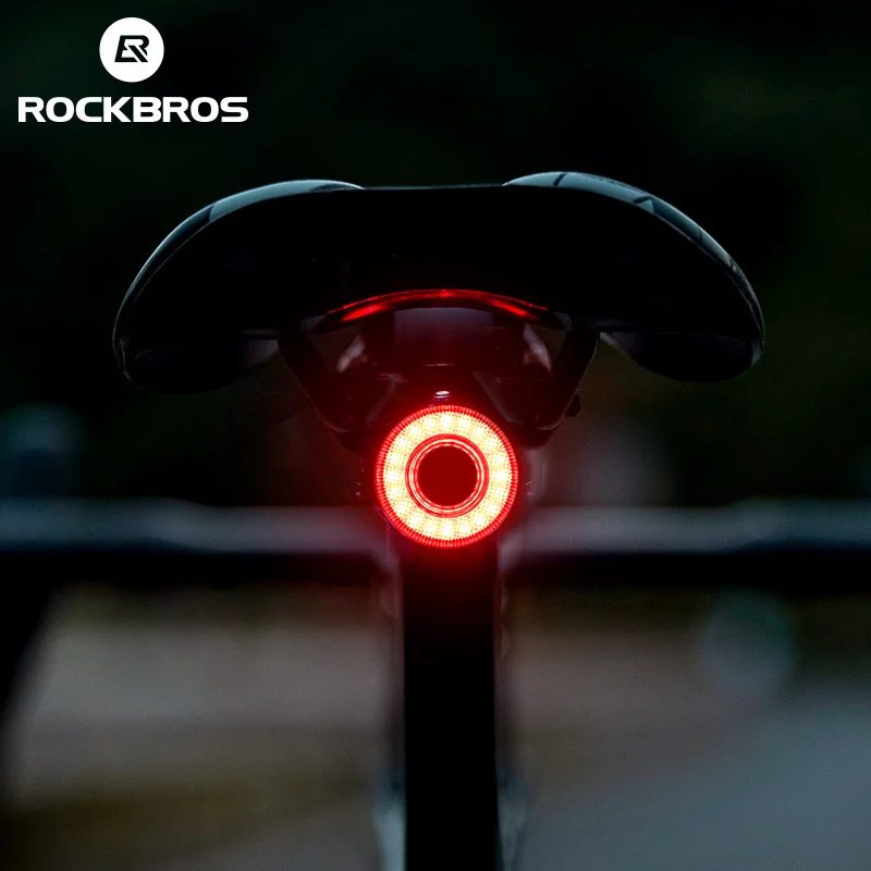 ROCKBROS Smart Bike Rücklicht Fahrrad Rücklichter IPX6 Wasserdichte Fahrradlichter für Nachtfahrten mit wiederaufladbarem Typ C