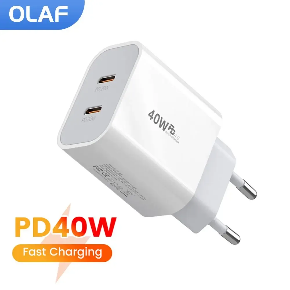 PD 40W Typ C Ladegerät Dual USB C Handy Ladegerät EU/UK/Us-stecker Schnelle Lade Adapter für iPhone Xiaomi Samsung Huawei Telefon