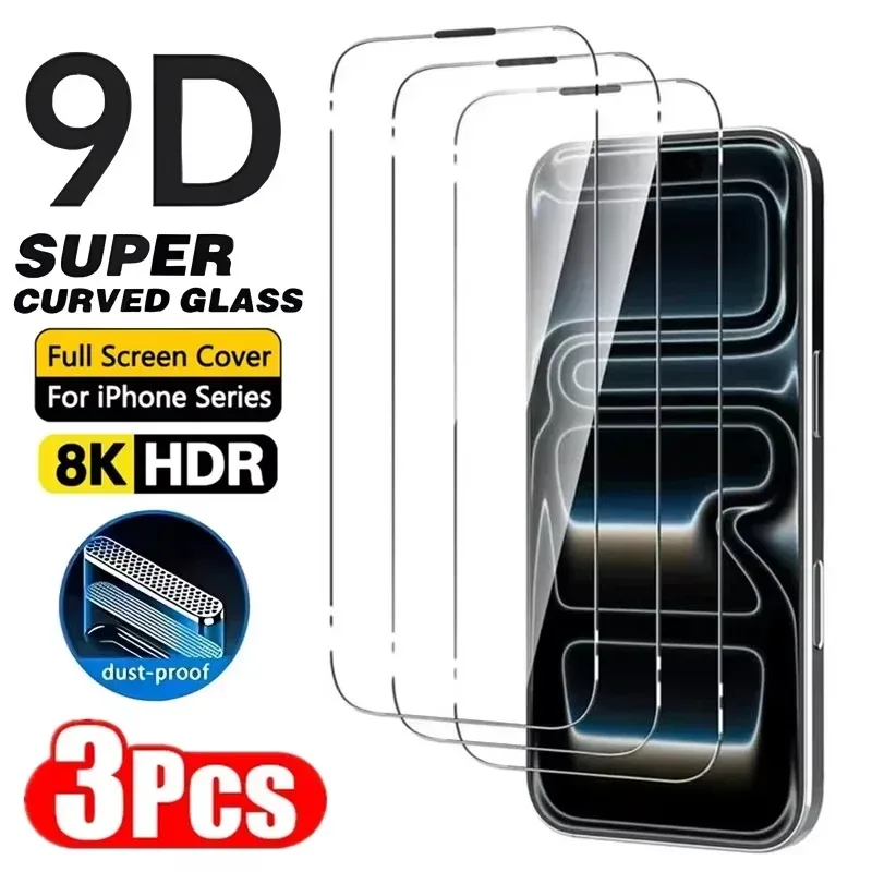 1-3 Stück Panzerglas für iPhone 14 13 12 11 15 16 17 18 Pro Max Mini Displayschutzfolien für iPhone Air XR XS 7 8 Plus 16e Glas