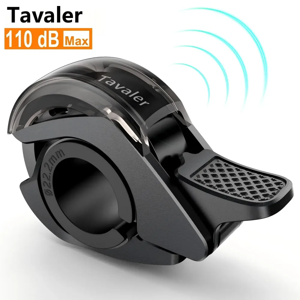 Tavaler Neue Verbesserte Fahrradklingel 110dB Max. Laute, Klare PC-Klingel, Wasserdicht, Rutschfest, Strukturiert, Sicherheitszubehör für Straßenfahrräder, Roller, MTB, Outdoor-Fahrräder